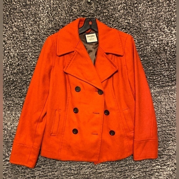 EUC Womens Old Navy Orange Wool Coat US Size Medium - Picture 2 of 6